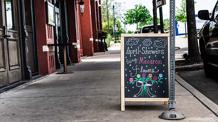 Local marketing using a sidewalk chalkboard